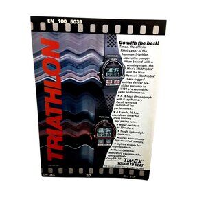 1986 Timex Triathlon Ironman Digital Watch Vintage Advertising Print Ad LCD